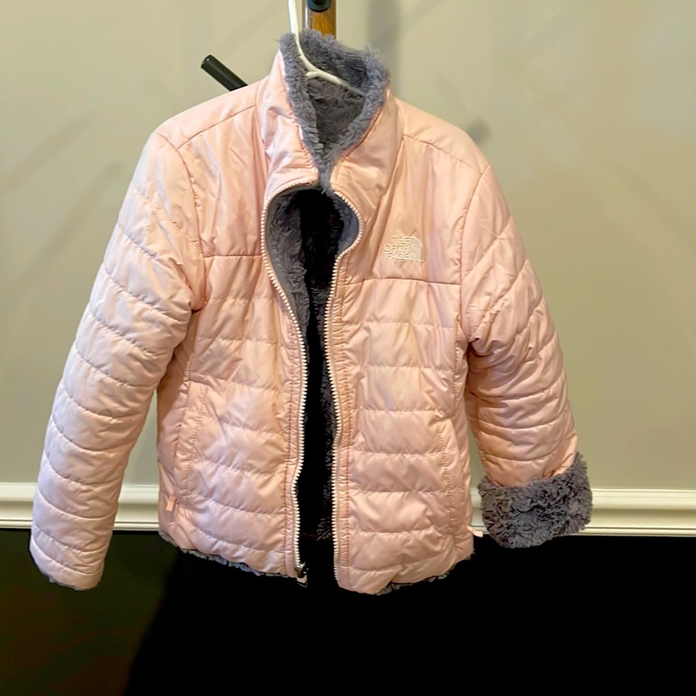 North face Girls Reversible Mossbud swirl jacket sz XS